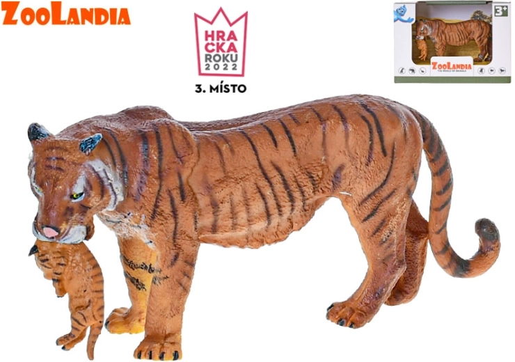 Zoolandia tigre femmina con cucciolo 15 cm in scatola