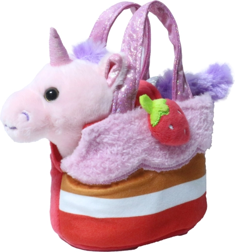 Unicorno rosa di peluche in borsetta a forma di fragola