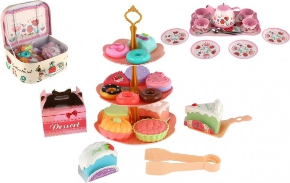 Set da tè in latta per bambini in valigetta