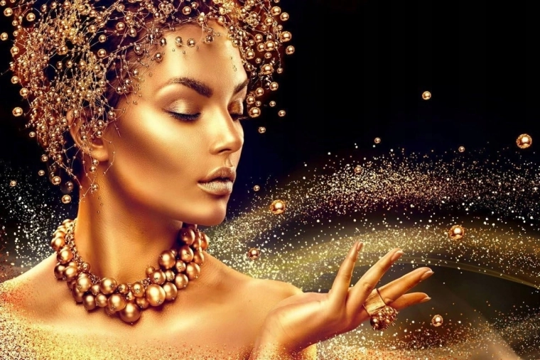 Pittura con diamanti Donna nella polvere magica 30 × 40 cm