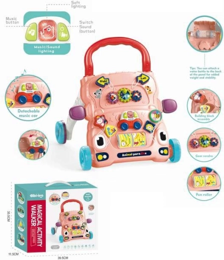 Girello e cavalcabile per bambini a forma di automobilina rosa