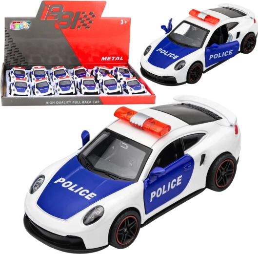 Auto sportivo della polizia in metallo pull-back 1:43, bianco