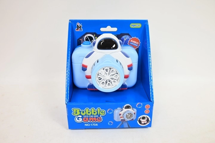 Bolle di sapone per bambini a forma di fotocamera blu
