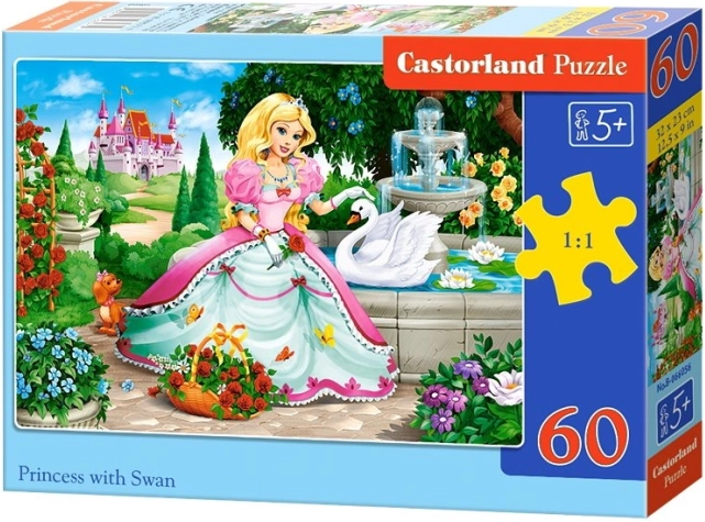Puzzle 60 pezzi - Principessa con cigno