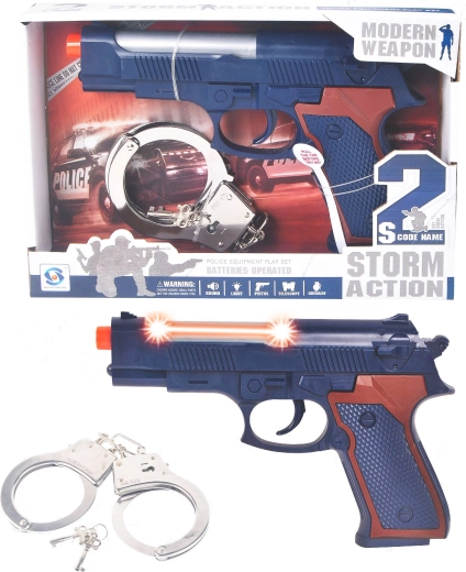 Pistola della polizia e manette con suono