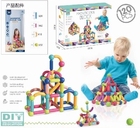 Set di costruzione magnetico piedini e tubicini 120 pezzi