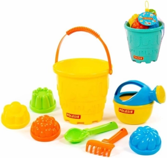 Set per la sabbia – grande secchio a forma di castello con paletta