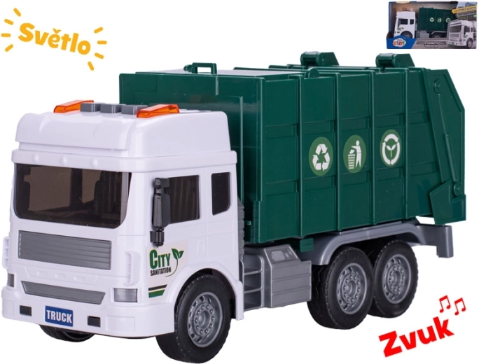 Camion della spazzatura con luce e suono a frizione 28 cm