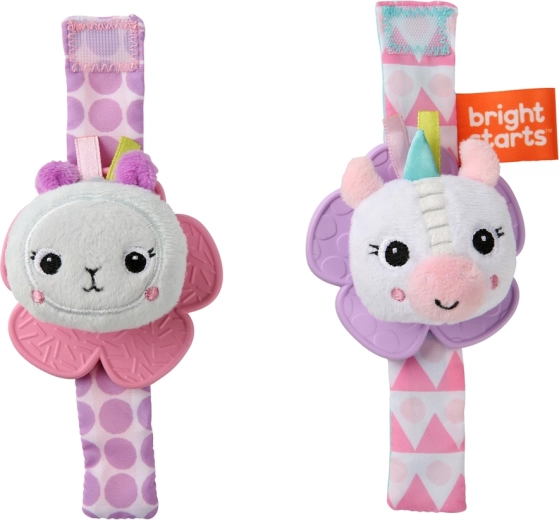 Bright Starts sonaglino e massaggiagengive da polso 2 pz (unicorno e lama) dalla nascita