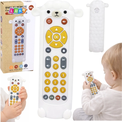 Controller interattivo per bambini con massaggiagengive Pecorella, luci e suoni, bianco