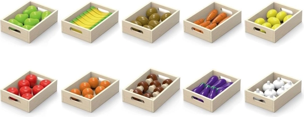 Frutta e verdura in legno in scatole Viga