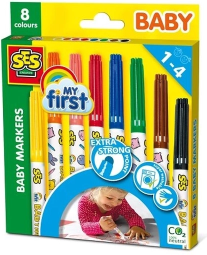 SES My First pennarelli per bambini 8 colori con punta tonda extra spessa