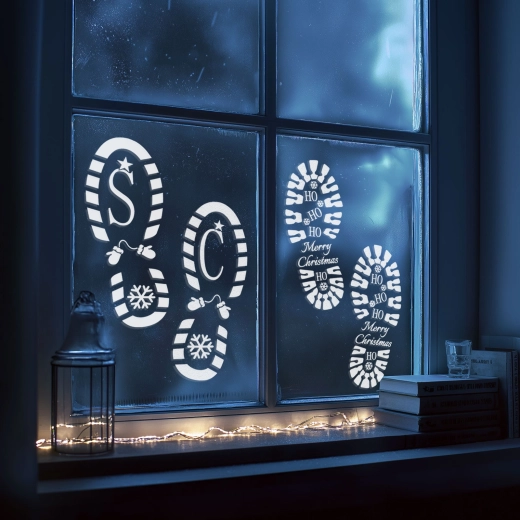 Set natalizio di sagome per impronte dei piedi di Babbo Natale e degli elfi