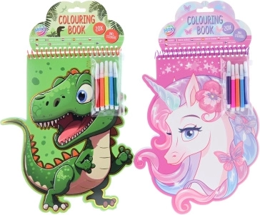 Album da colorare per bambini con pennarelli e adesivi – dinosauro o unicorno