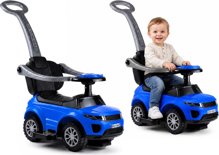 Macchinina a spinta per bambini con asta guida Blu