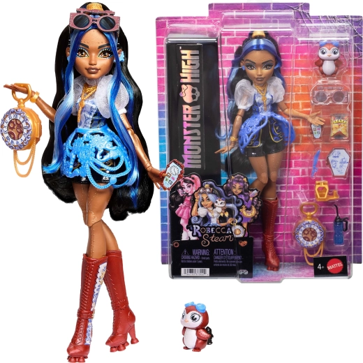 Monster High Robecca Steam bambola 28 cm con accessori e animaletto