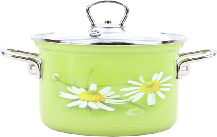 Pentola smaltata BELIS DAISY 20 cm con coperchio in vetro, 3,6 l