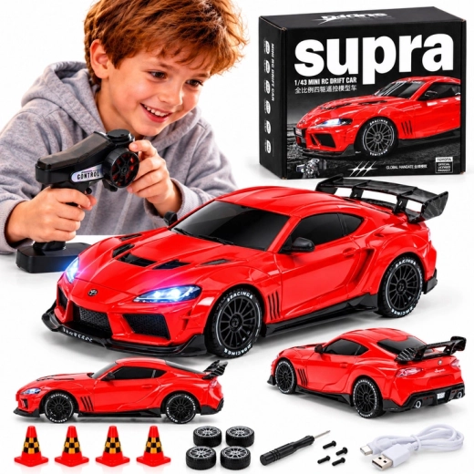 Auto Toyota Supra Drift radiocomandata 1:43 4x4 con LED