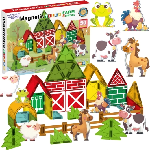 Set da costruzione magnetico Fattoria Woopie con 50 pezzi