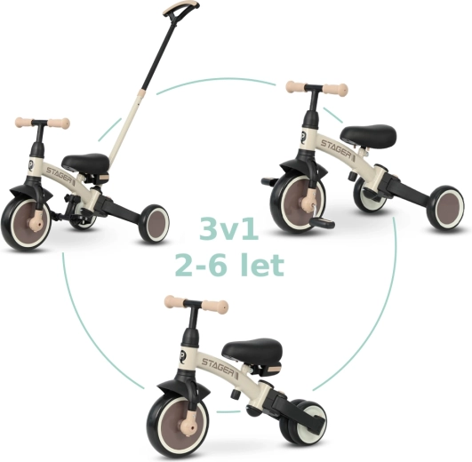 Triciclo Qplay Stager 3 in 1 marrone