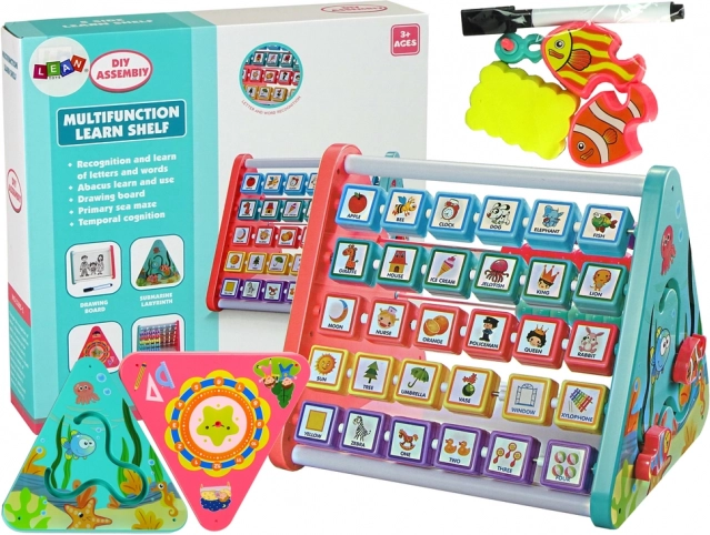 Scaffale educativo per bambini con pallottoliere e forme