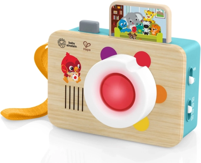 Fotocamera interattiva in legno per bambini BABY EINSTEIN x HAPE, luci e suoni, 6m+
