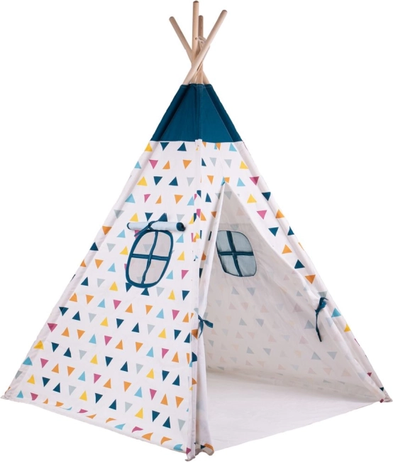 Bigjigs Toys tipì per bambini con motivo colorato in legno FSC