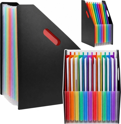 Organizer a soffietto per documenti A4, 13 scomparti, nero - 1 pezzo
