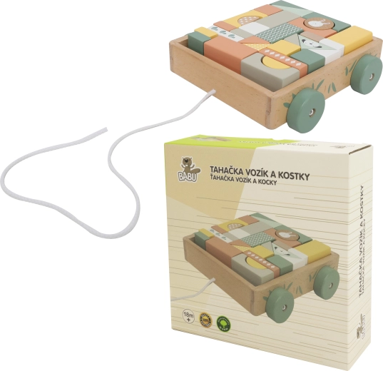 Carrellino trainabile Babu con blocchi di legno