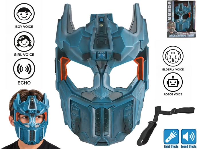 Maschera blu con modulatore vocale, luci e suoni TransforMACHINES