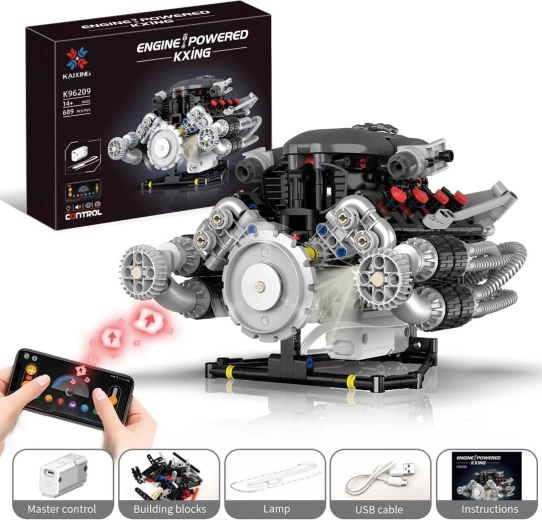 Costruzione di un motore con USB e illuminazione LED da 689 pezzi