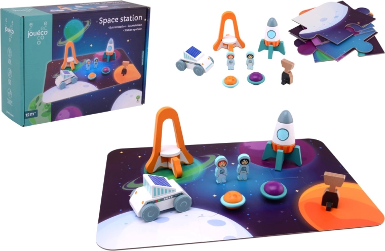 Stazione spaziale in legno Jouéco – set puzzle con personaggi