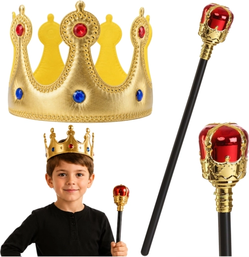 Set reale per bambini – corona dorata e scettro