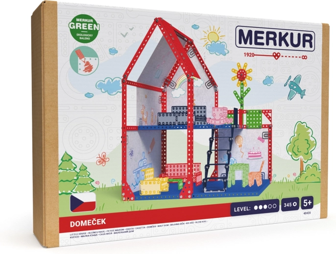 Merkur casetta di bambole in metallo, 345 pezzi (39 × 34 × 25 cm)
