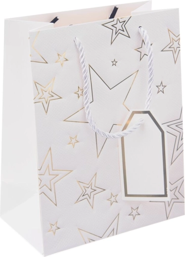 Borsa regalo in carta con motivo a stella bianca 18 × 10 × 23 cm