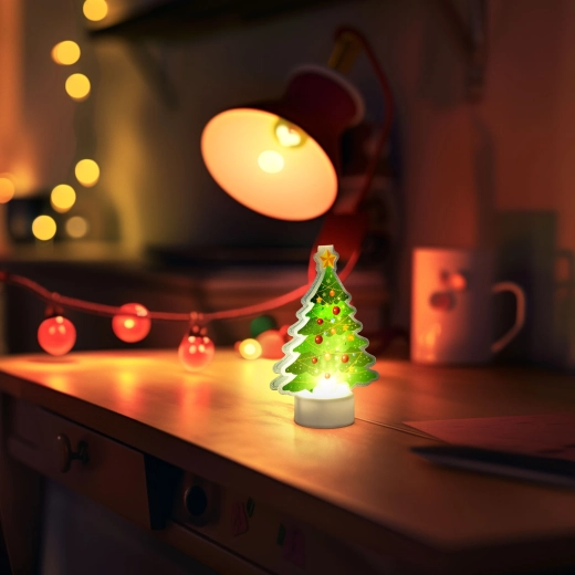 Decorazione natalizia LED a forma di albero con luce bianca calda a batteria