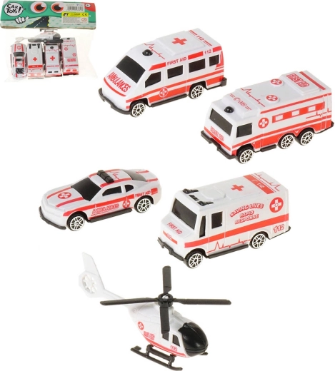 Adar veicoli di soccorso primo soccorso set 5 pz (4 auto + elicottero)