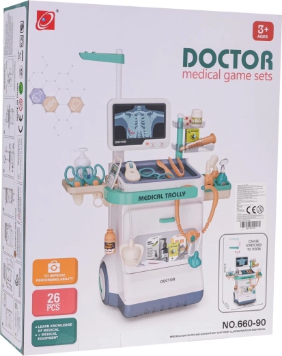 Carrello medico per bambini con ECG e accessori blu