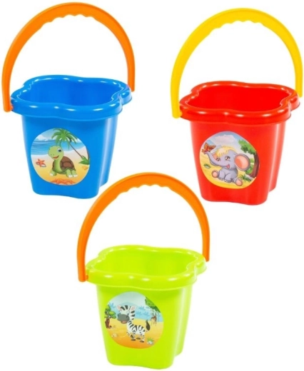 Secchiello per bambini in plastica a fiore con immagine di animaletto - 1 pezzo