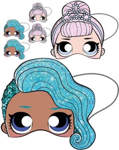 L.O.L. Surprise! maschera facciale in carta glitterata con elastico - set da 6 pz
