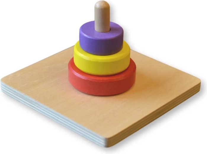Moyo Montessori tre cerchi colorati sul piolo - 1 pezzo
