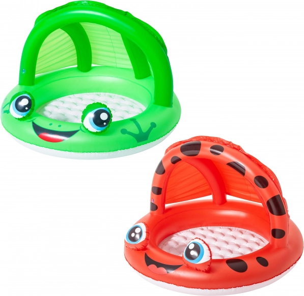 Piscinetta gonfiabile per bambini con tettuccio – ranocchia/coccinella, 97 × 66 cm