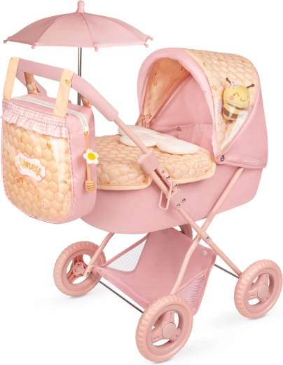 DeCuevas passeggino pieghevole per bambole con parasole e borsa Honey 2026 – 60 cm