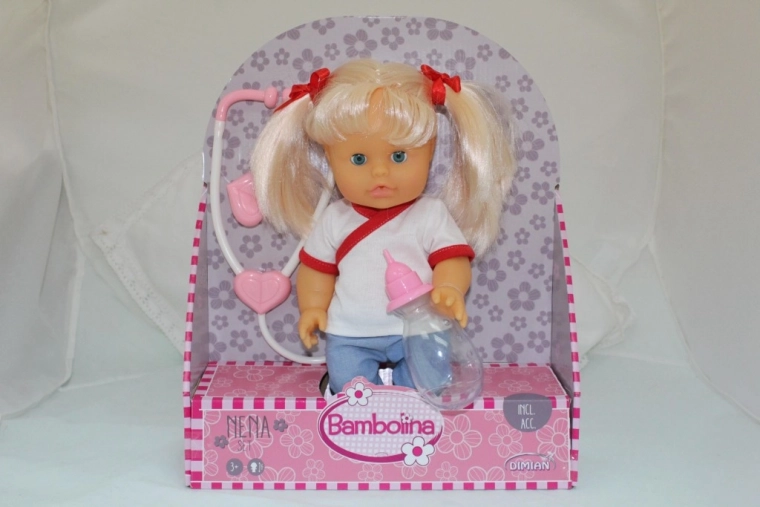 Bambola Nena 36 cm dottoressa con stetoscopio e biberon