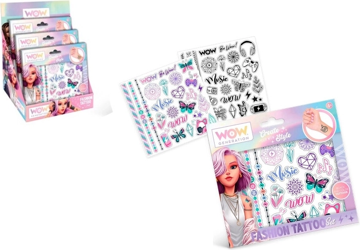 Set di 50 tatuaggi temporanei WOW