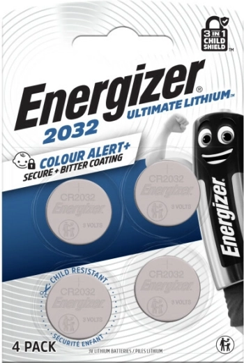 Energizer Ultimate Lithium CR2032 batteria a bottone 4 pz con tecnologia Color Alert