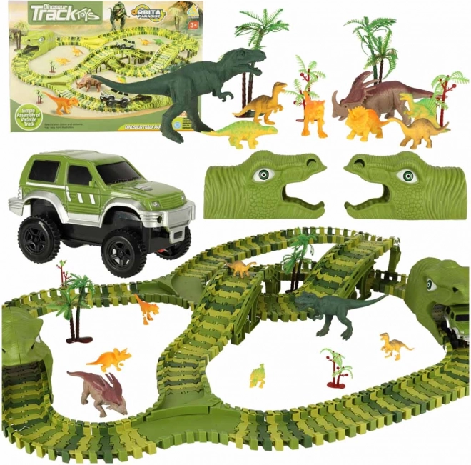 Pista da corsa con dinosauri e automobili 240 pezzi