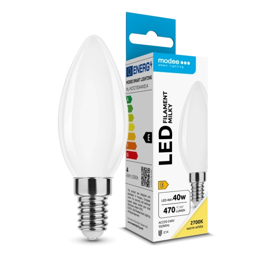 Lampadina LED Modee Filament Milky Candle C35 4 W E14, 430 lm, bianco caldo