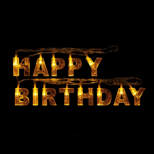 Catena luminosa LED di compleanno Happy Birthday, 13 LED, 2 m