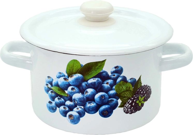 Pentola smaltata con coperchio 2 l – decoro frutta